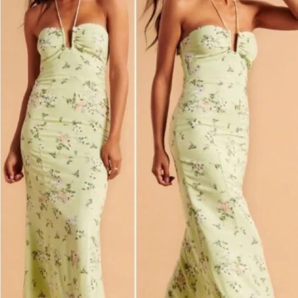 Abercrombie & Fitch Floral Strapless Maxi Dress